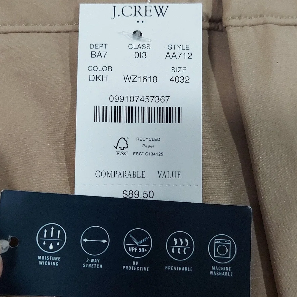 NEW J.Crew Pants Mens 40x32 Beige Flex Slim Chino Stretch Casual Business